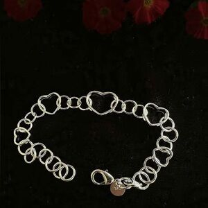 925 Sterling Silver Heart Link Bracelet